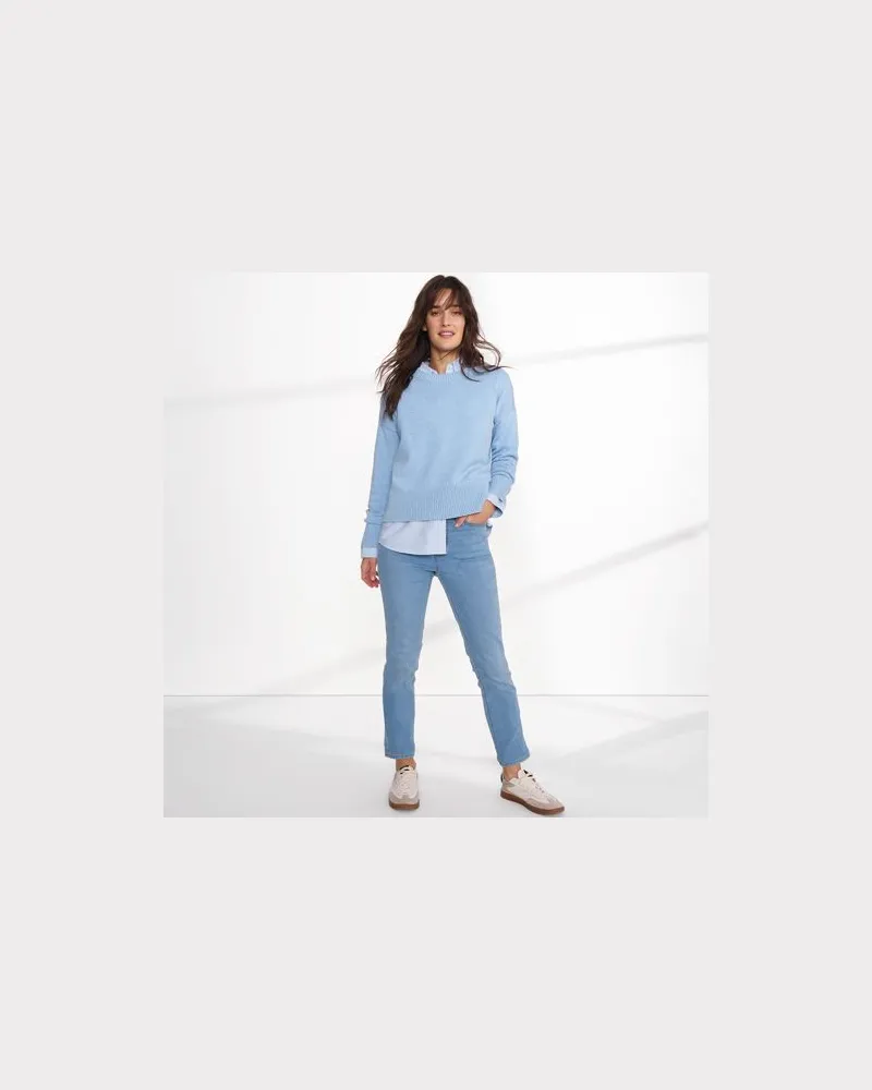 Lands' End Straight Fit Recover Jeans Mid Waist, Damen, Größe regular, Blau, Elasthan/Baumwoll-Mischung/Polyester-Mischung, by Blau