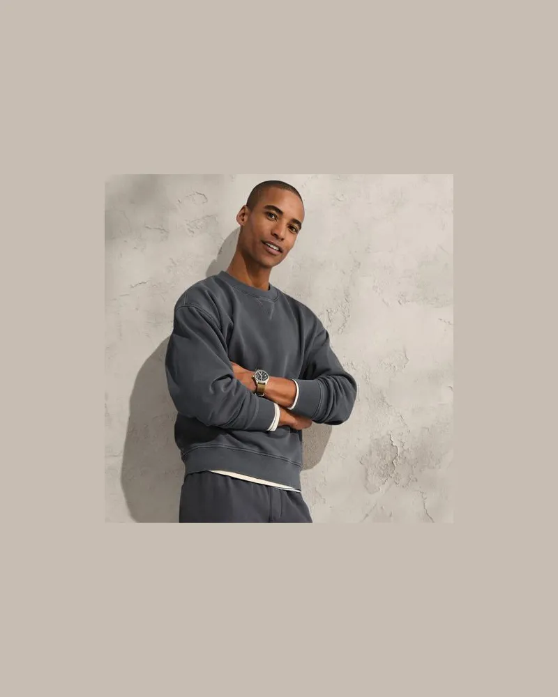 Lands' End Sweatshirt mit Rundhalsausschnitt, Herren, Größe:56-58 regular, Grau, Baumwolle, by Grau