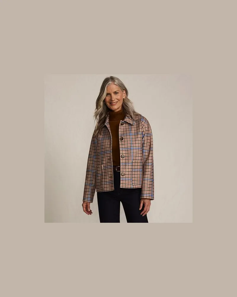 Lands' End Hemdjacke Wool Touch Gemustert, Damen, Größe regular, Weiß, Polyester, by Weiß