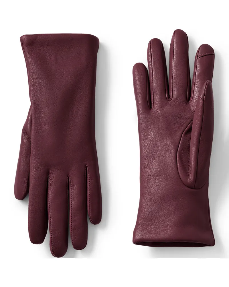 Lands' End Lederhandschuhe mit Kaschmirfutter, Damen, Größe regular, Rot, Kaschmir/Leder, by Rot