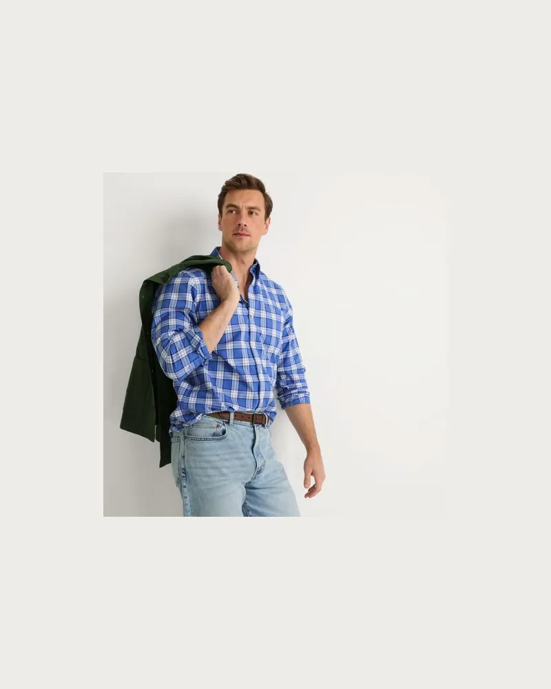 Lands' End CLASSIC FIT. Bügelfreies Twillhemd, Herren, Größe:44-46 regular, Blau, Baumwolle, by Blau