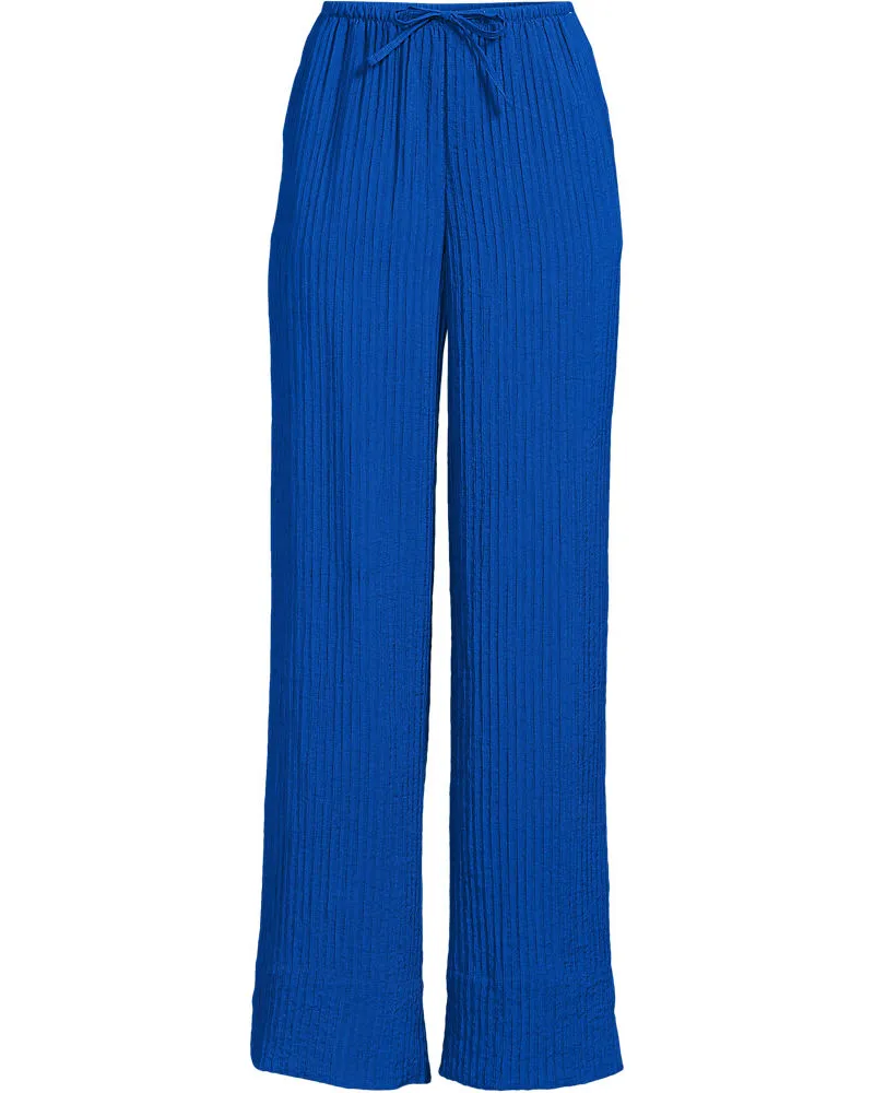 Lands' End Weite Crinkle-Hose, Damen, Größe regular, Blau, Nylon/Viskose, by Blau