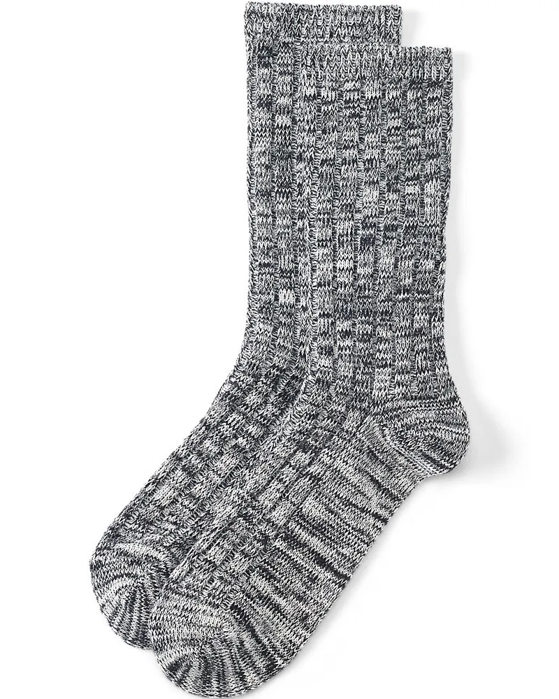 Lands' End Melierte Socken, Damen, Größe:null regular, Schwarz, Baumwoll-Mischung/Polyester-Mischung, by Schwarz