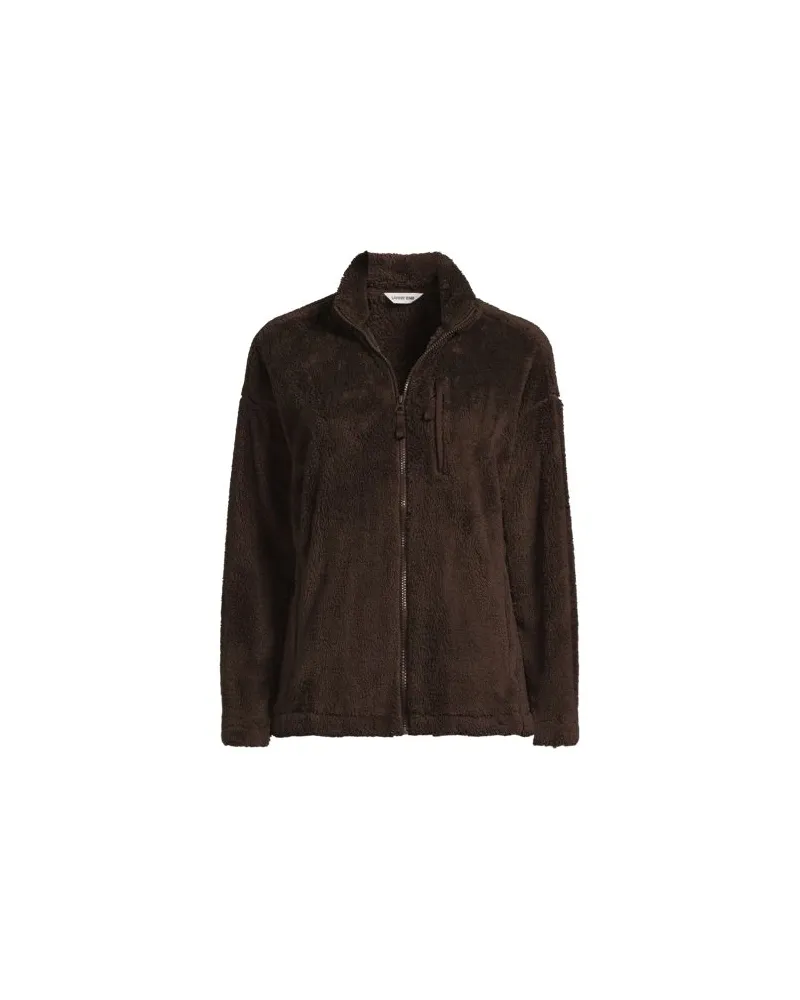 Lands' End Plüschfleece-Jacke, Damen, Größe regular, Braun, Polyester, by Braun