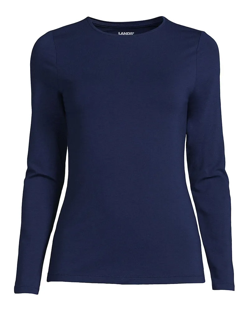 Lands' End Shirt aus Baumwolle/Modal-Mix mit Rundausschnitt, Damen, Größe regular, Blau, Elasthan/Baumwolle Modal, by Blau