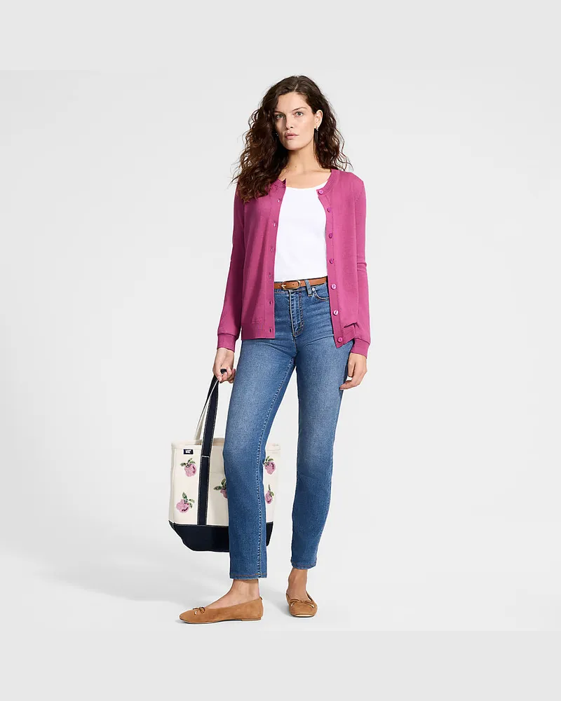 Lands' End Merino-Cardigan, Damen, Größe regular, Pink, by Pink
