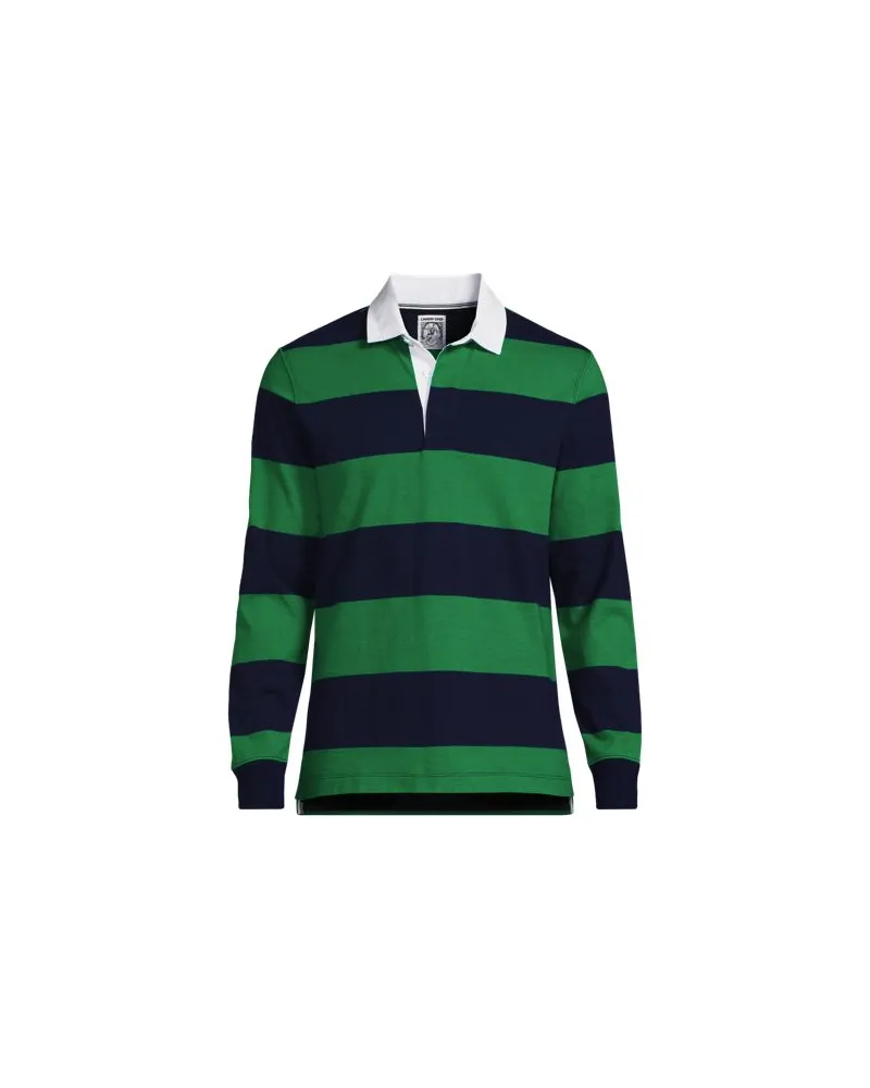 Lands' End Rugbyshirt, Classic Fit, Herren, Größe regular, Grün, Baumwolle, by Grün