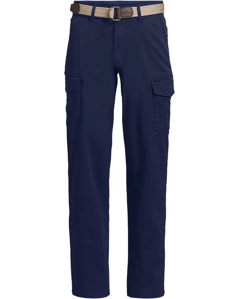 Lands' End Cargohose mit Gürtel, Herren, Größe regular, Blau, Baumwolle/Baumwoll-Mischung, by Blau