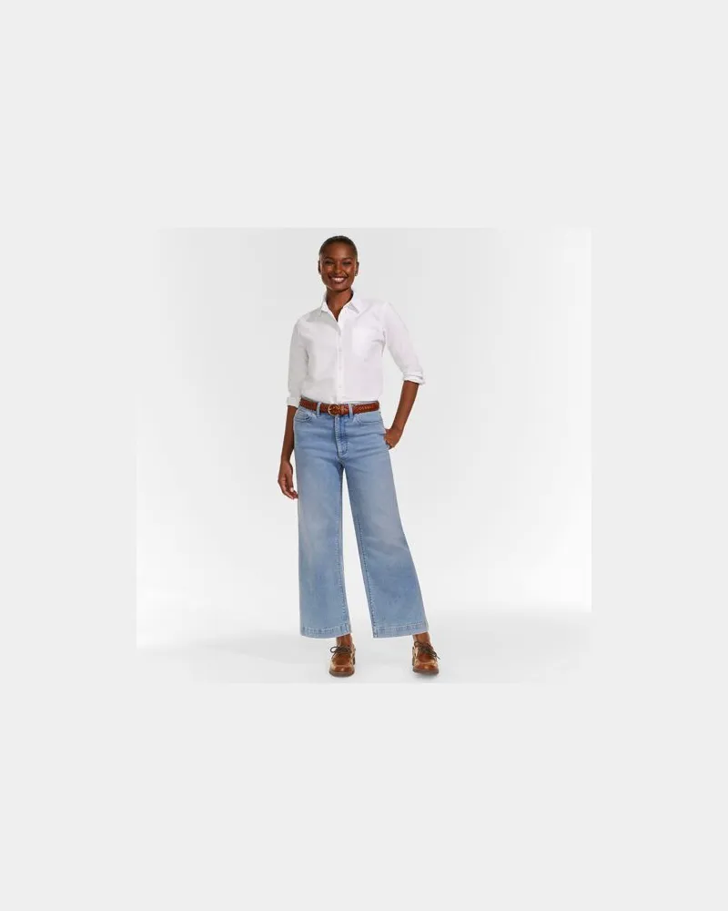 Lands' End Recover Culotte-Jeans High Waist, Damen, Größe regular, Blau, Baumwolle/Elasthan, by Blau