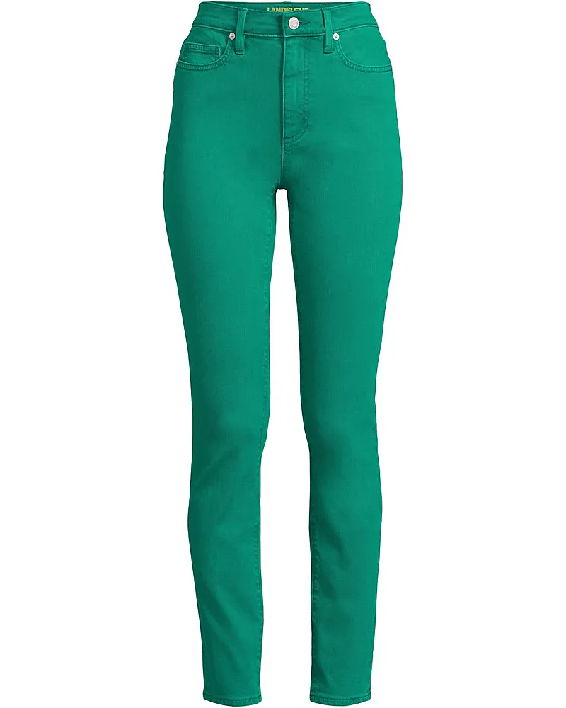 Lands' End Slim Fit Stretch-Jeans High Waist, Damen, Größe plus, Grün, Elasthan/Baumwoll-Mischung/Polyester-Mischung, by Grün