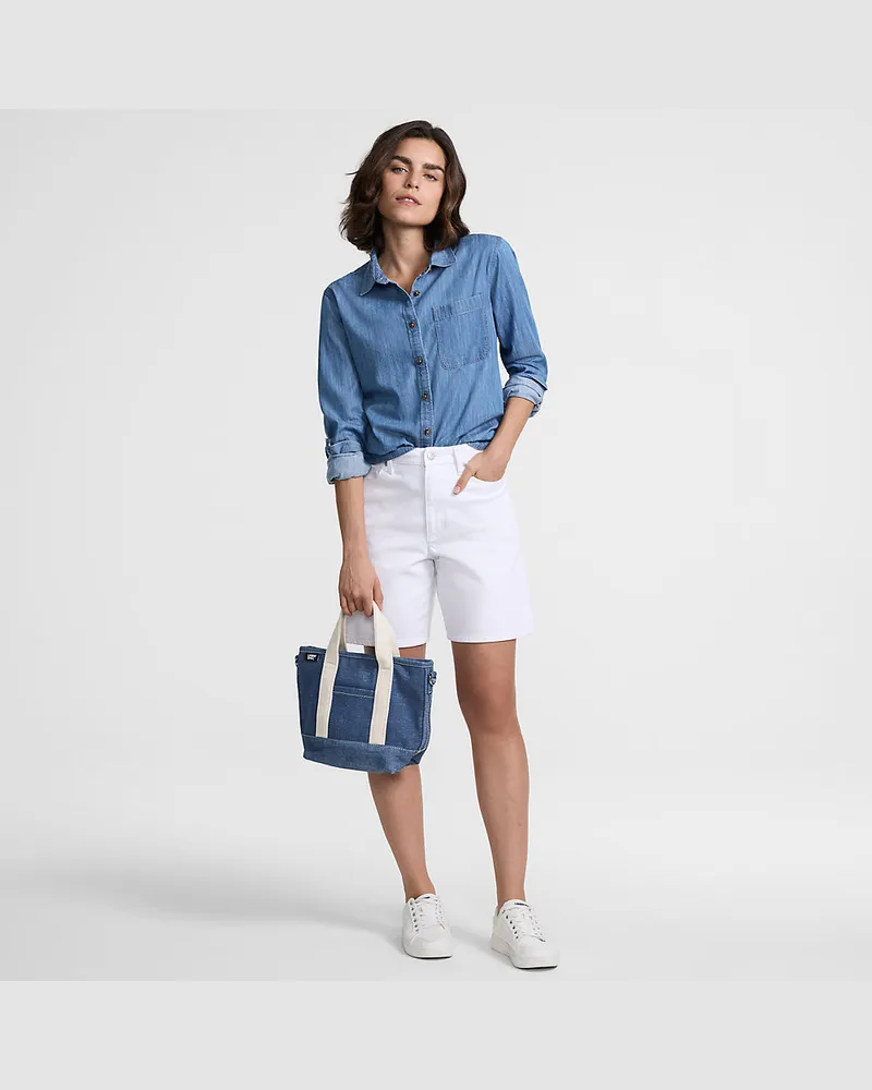 Lands' End Jeansbluse aus Lyocell-Mix, Damen, Größe petite, Blau, by Blau