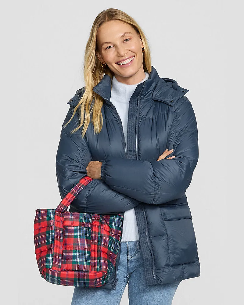 Lands' End Ultraleichte verstaubare Wanderweight Daunen-Kapuzenjacke, Damen, Größe regular, Blau, Nylon, by Blau