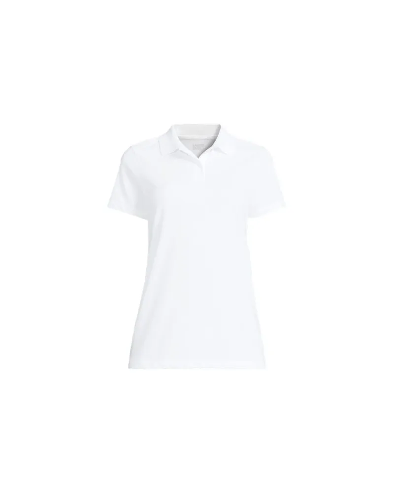 Lands' End Piqué-Poloshirt mit kurzen Ärmeln, Damen, Größe regular, Weiß, Baumwoll-Mischung, by Weiß