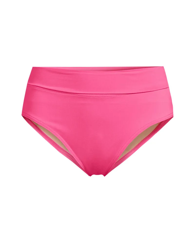 Lands' End Bikinihose zum Umschlagen, High Waist,, Damen, Größe plus, Pink, Elasthan/Nylon-Mischung, by Pink