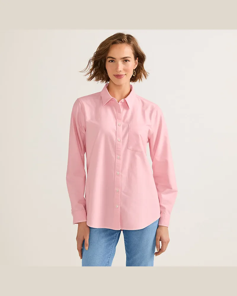 Lands' End Langarm Oxford-Hemdbluse, Damen, Größe regular, Pink, Baumwolle, by Pink