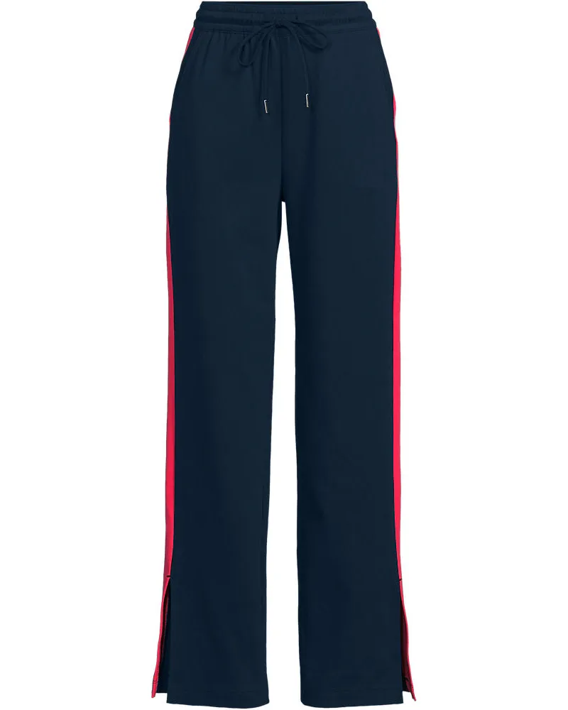 Lands' End Gerade Jerseyhose mit Kontraststreifen, Damen, Größe plus, Blau, Baumwolle, by Blau