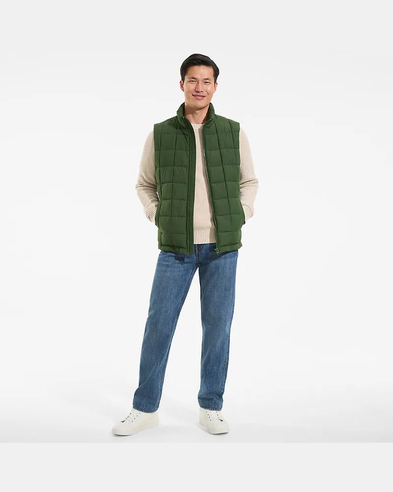Lands' End Steppweste FeatherFree, Herren, Größe regular, Grün, Polyester, by Grün