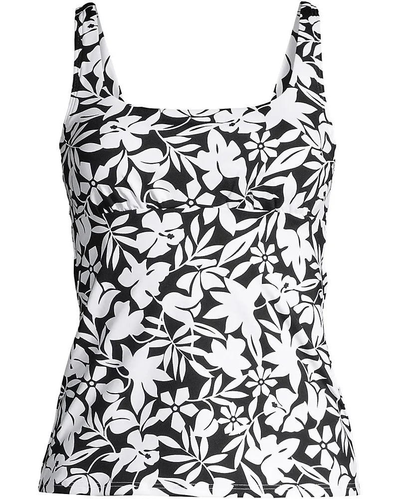 Lands' End Tankinitop CHLORRESISTENT mit geradem Ausschnitt Gemustert, Damen, Größe:34 regular, Schwarz, Elasthan/Nylon-Mischung, by Schwarz