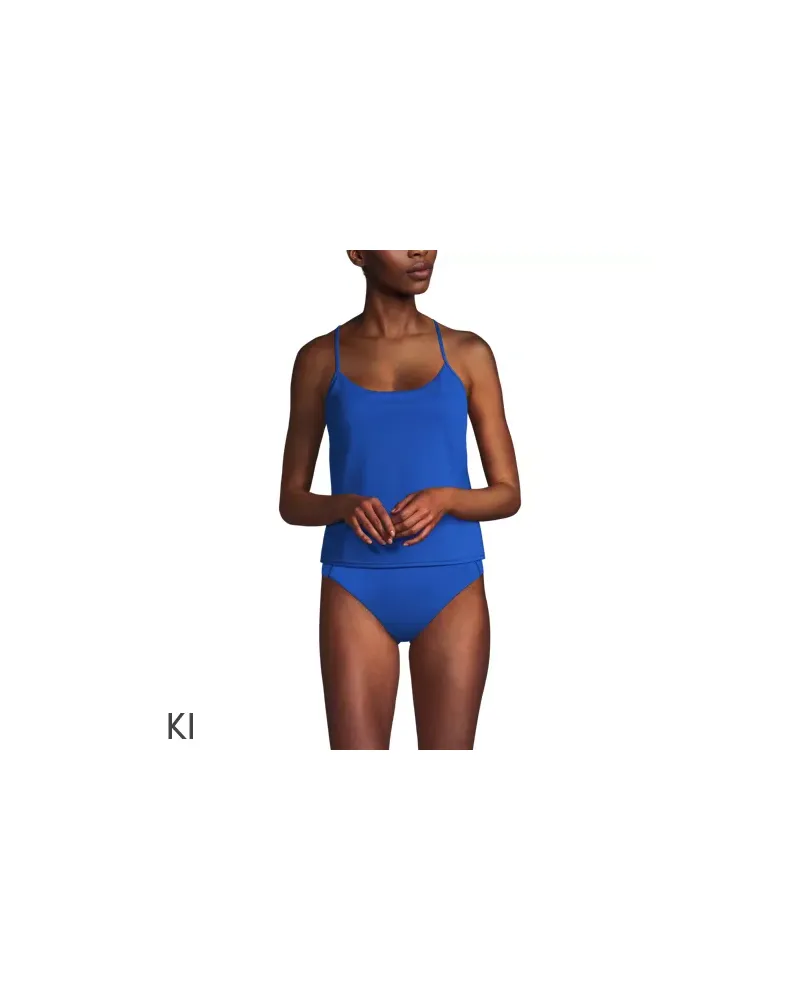 Lands' End Komfort-Tankinitop mit gekreuzten Trägern, Damen, Größe regular, Blau, by Blau