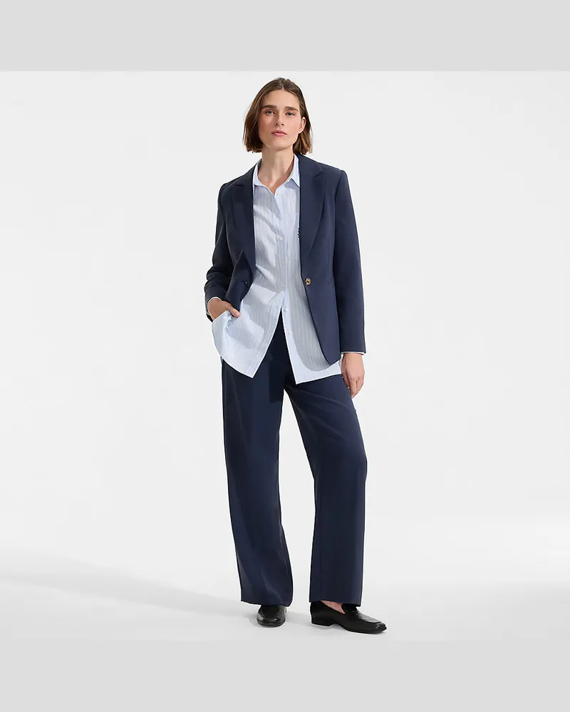 Lands' End Weite Crêpe-Hose, Damen, Größe regular, Blau, by Blau