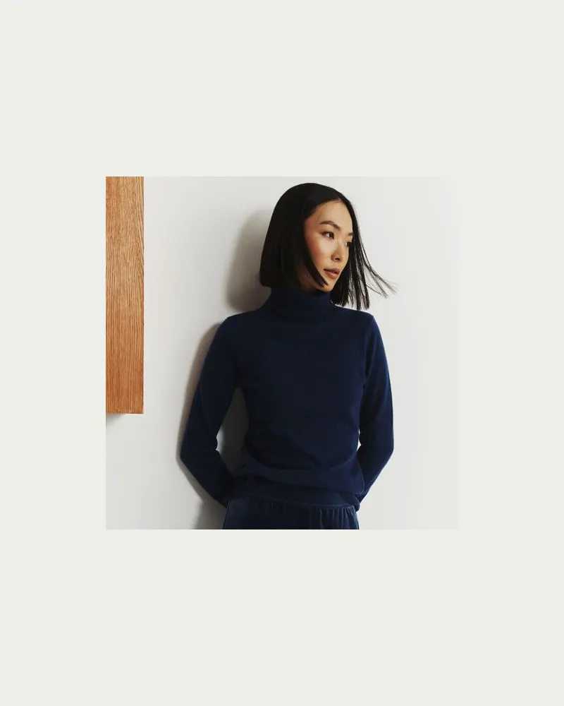 Lands' End Rollkragen-Pullover aus Kaschmir, Damen, Größe regular, Blau, Kaschmir, by Blau