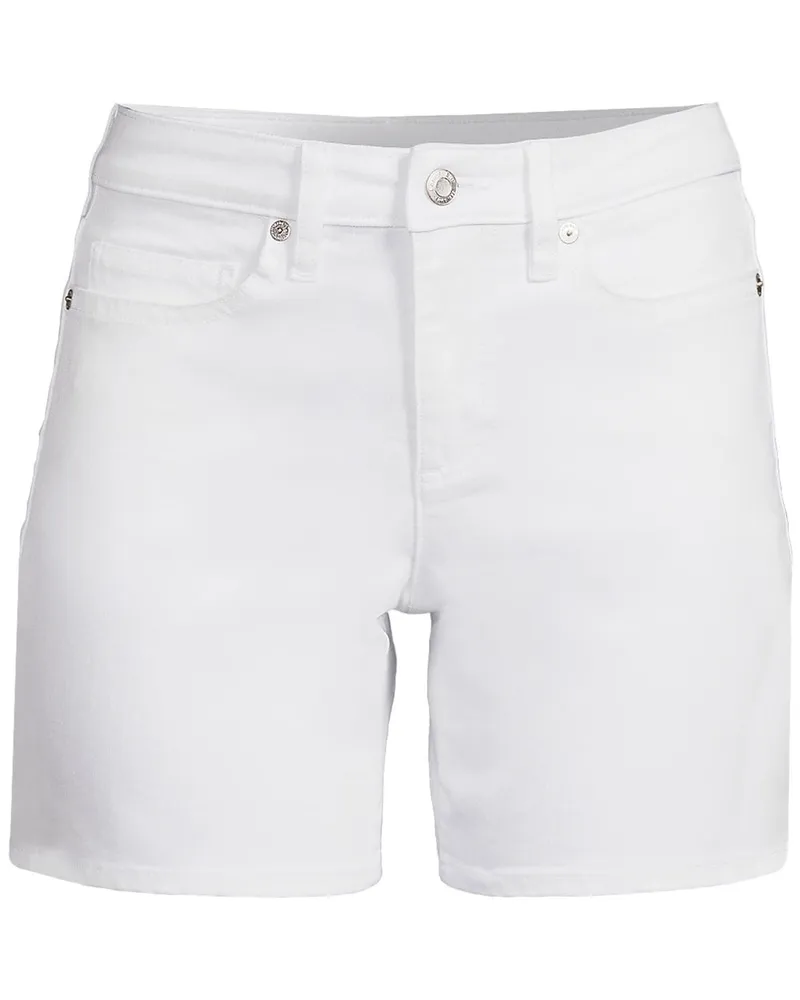 Lands' End Weiße Jeansshorts Mid Waist 16 cm, Damen, Größe petite, Weiß, Elasthan/Baumwoll-Mischung/Viskose-Mischung, by Weiß