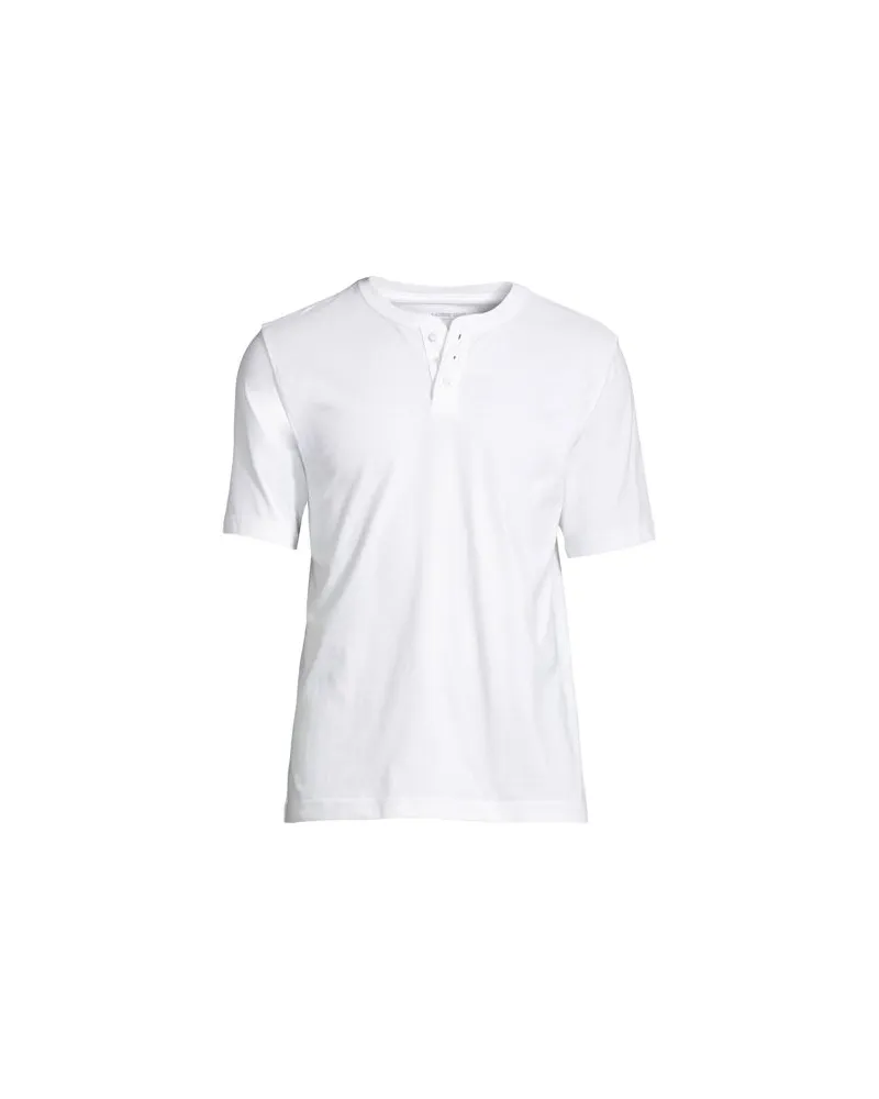 Lands' End Kurzarm-Super-T Henleyshirt, Herren, Größe:56-58 regular, Weiß, Baumwolle, by Weiß