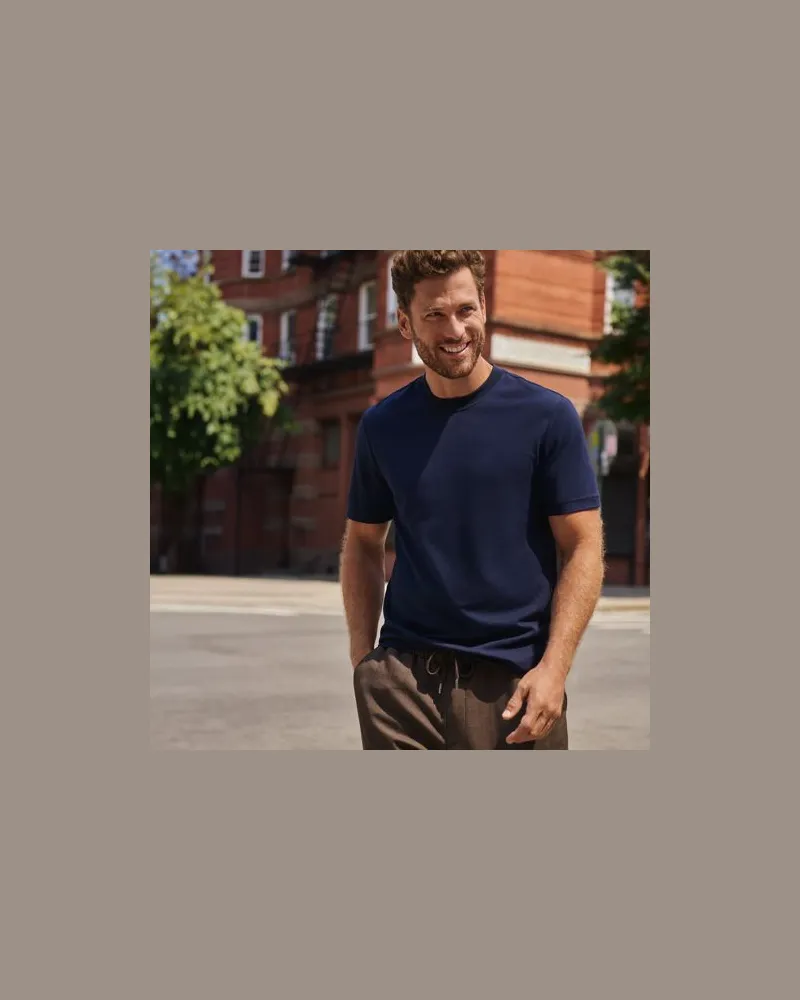 Lands' End Premium Piqué-Shirt, Herren, Größe:48-50 regular, Blau, Baumwolle/Polyester, by Blau