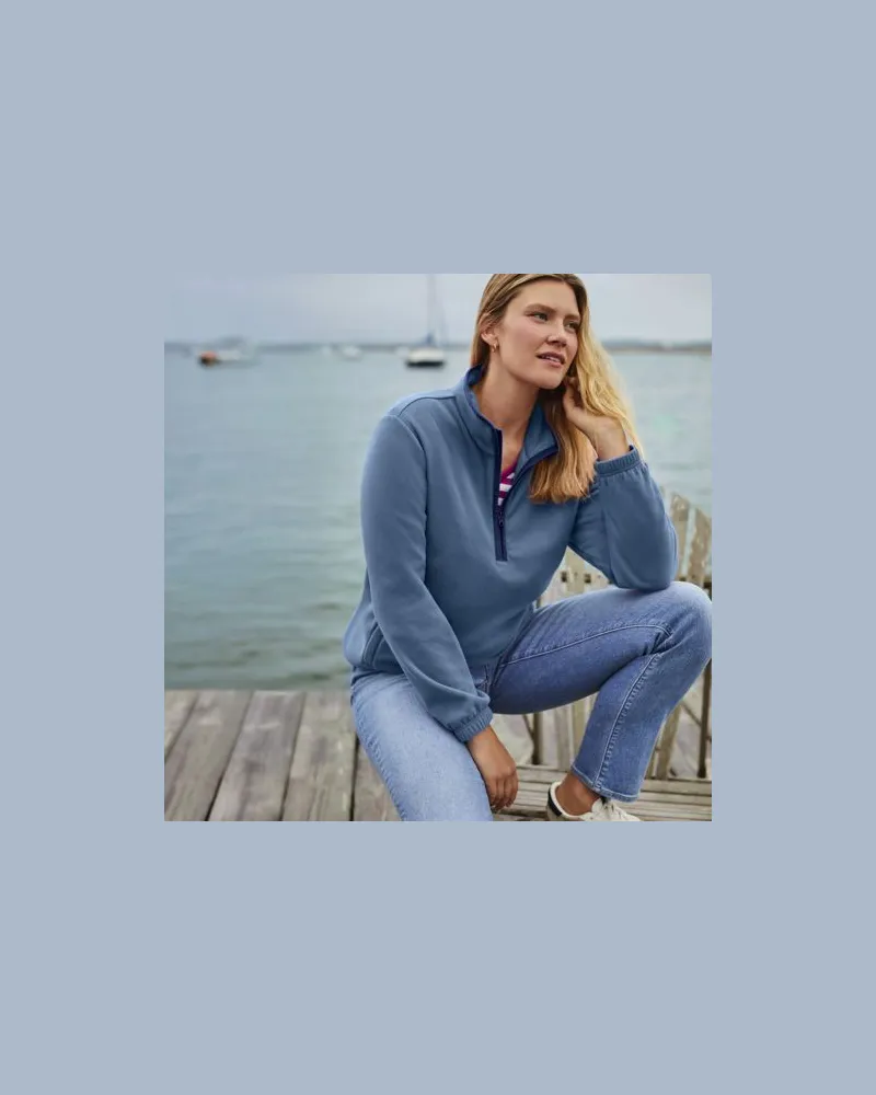 Lands' End Anyweather Fleece-Pullover mit Reißverschluss, Damen, Größe regular, Blau, Polyester, by Blau