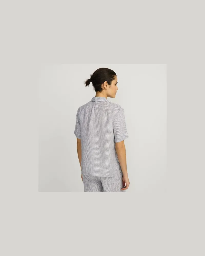 Lands' End Premium Reinleinen-Hemd mit kurzen Ärmeln, Damen, Größe:40-42 regular, Schwarz, Leinen, by Schwarz