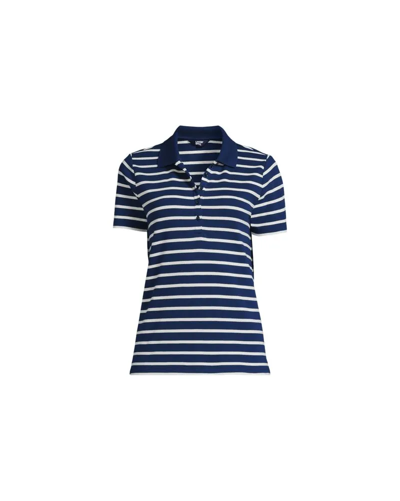 Lands' End Supima® Polo-Shirt, Damen, Größe:32-34 petite, Blau, Baumwolle, by Blau