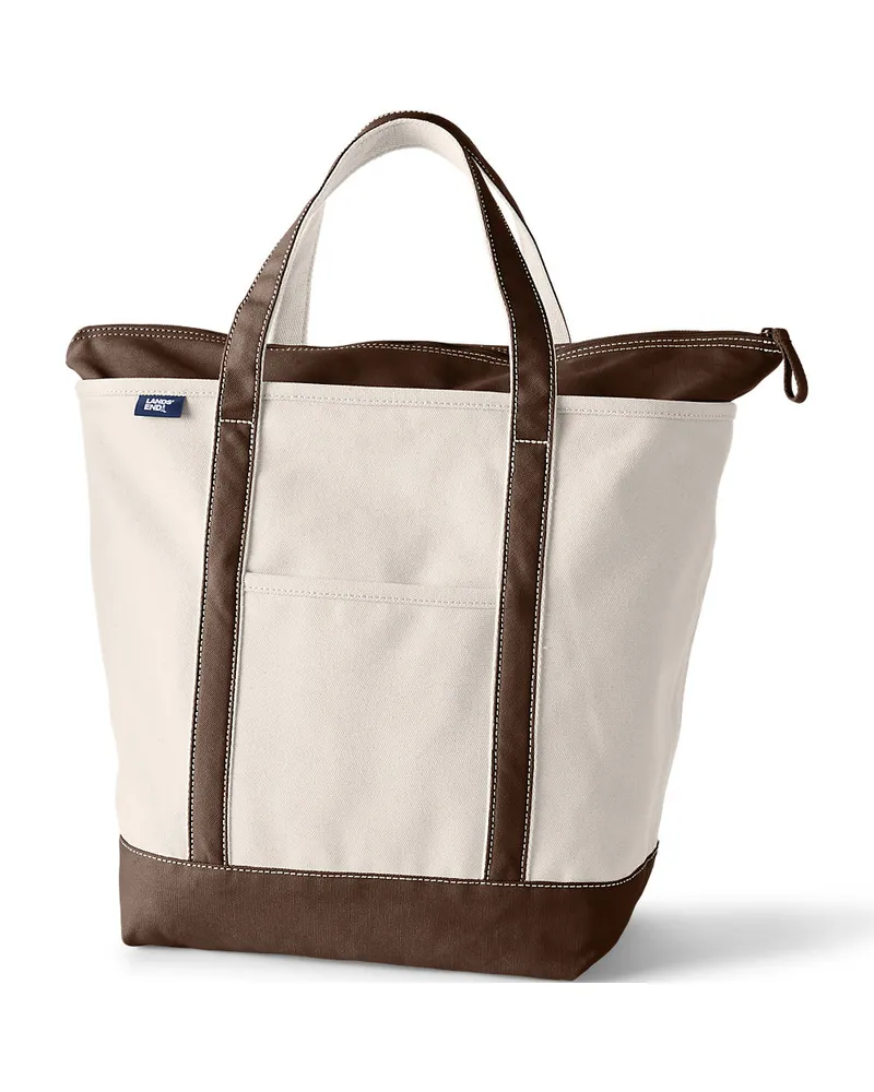 Lands' End Große Canvastasche mit Reißverschluss, Damen, Größe:null regular, Braun, Baumwolle, by Braun
