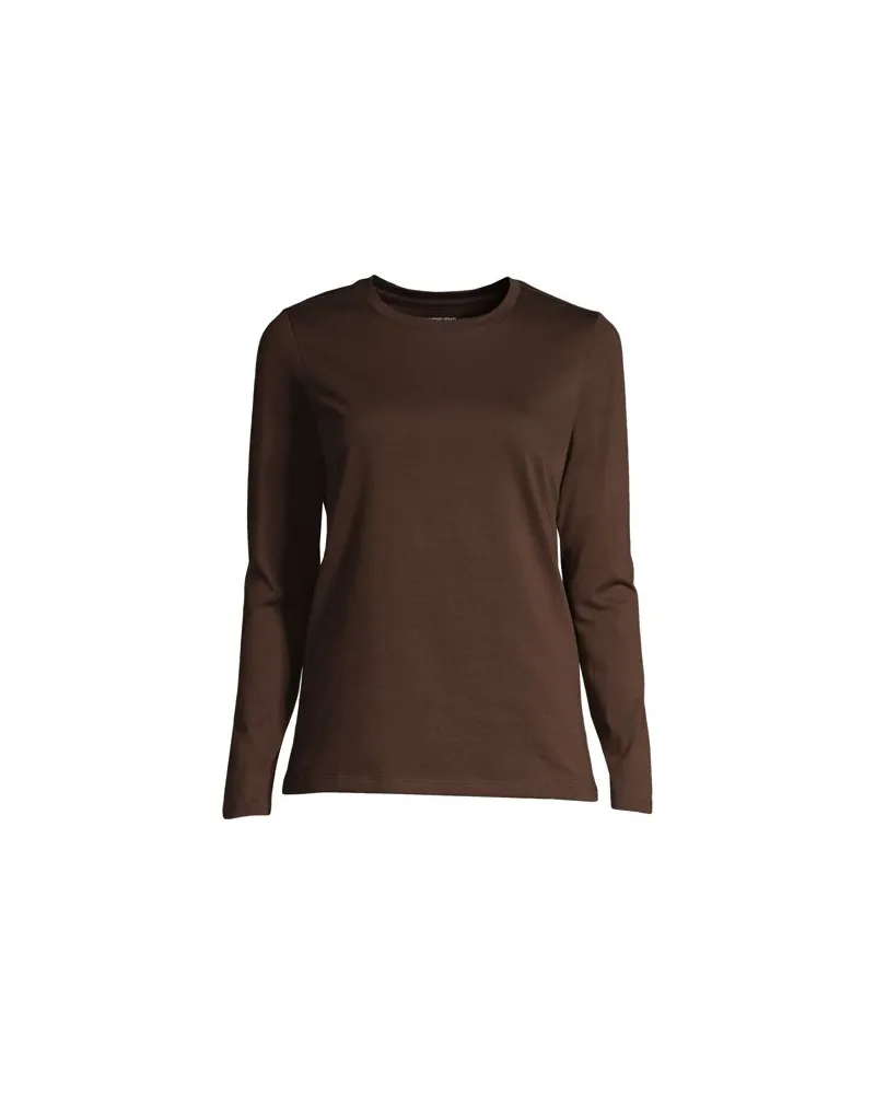 Lands' End Supima-Shirt, Langarm, Damen, Größe:44-46 regular, Braun, Baumwolle, by Braun