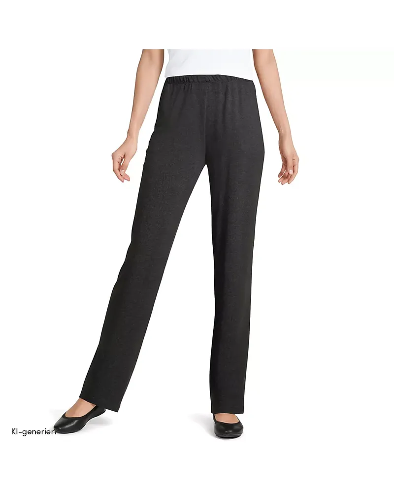 Lands' End Straight Fit Freizeithose SPORT KNIT, Damen, Größe regular, Schwarz, Baumwolle, by Schwarz