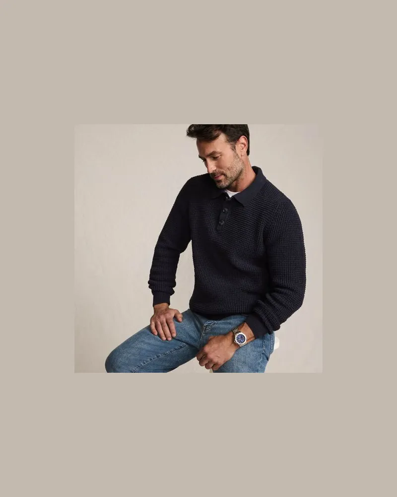 Lands' End Chenille-Pullover mit Polokragen, Herren, Größe:44-46 regular, Grau, Wolle/Polyester/Nylon, by Grau
