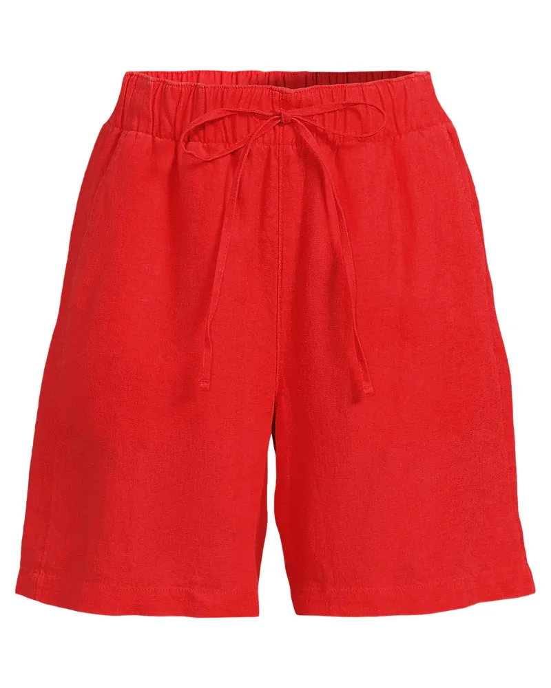 Lands' End Premium Reinleinen-Schlupfshorts, Damen, Größe regular, Rot, Leinen, by Rot