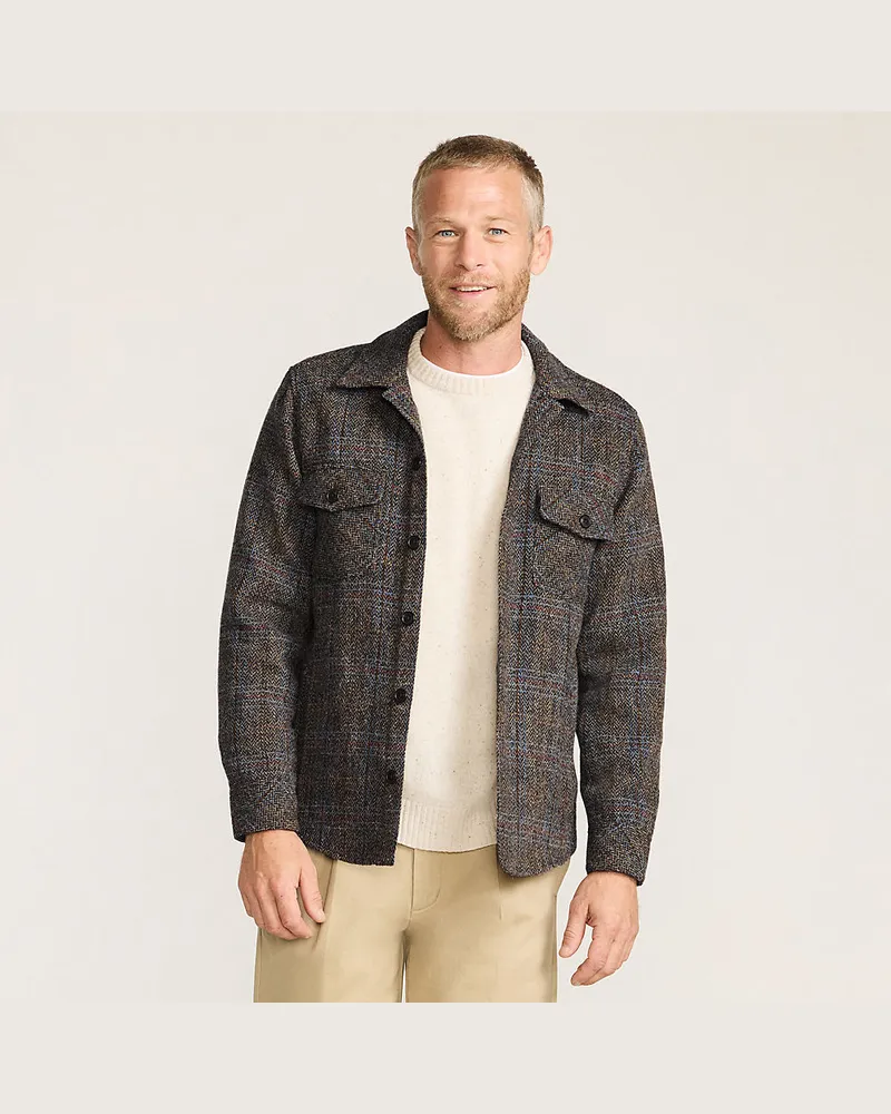 Lands' End Harris Tweed Hemdjacke, Damen, Größe regular, Braun, Wolle, by Braun