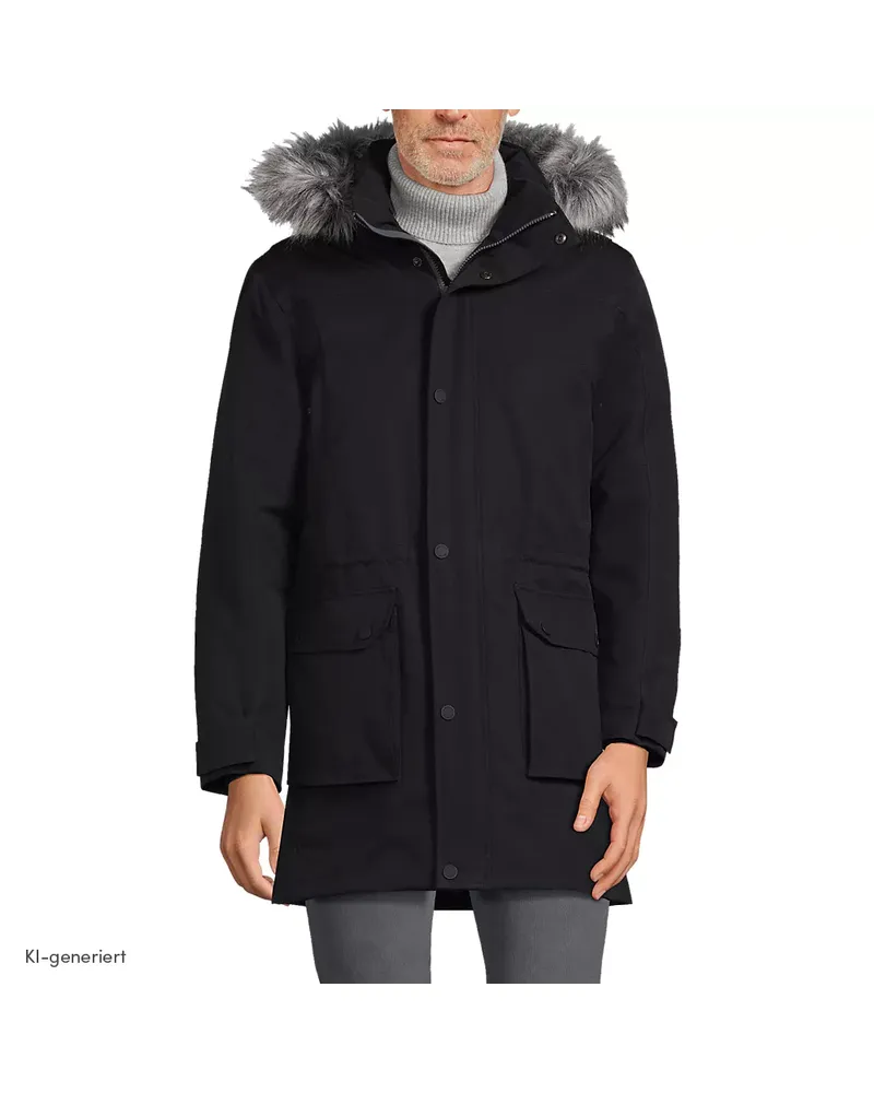 Lands' End EXPEDITIONS Daunenparka, Herren, Größe regular, Schwarz, Polyester, by Schwarz