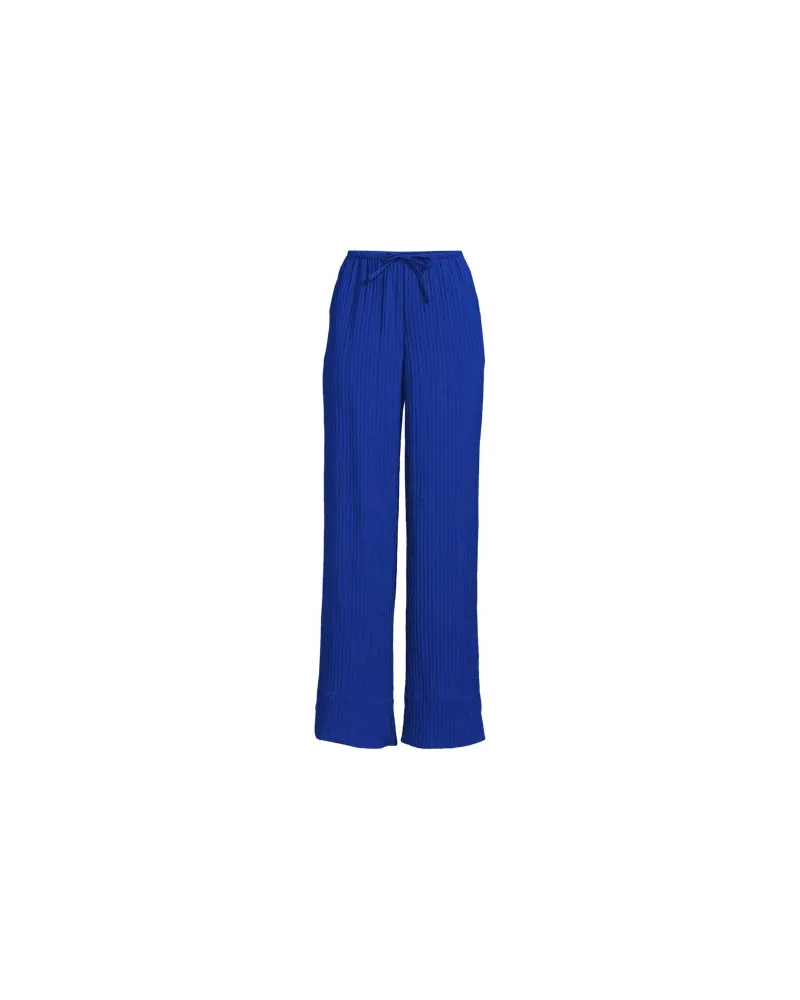 Lands' End Weite Crinkle-Hose, Damen, Größe regular, Blau, Nylon/Viskose, by Blau