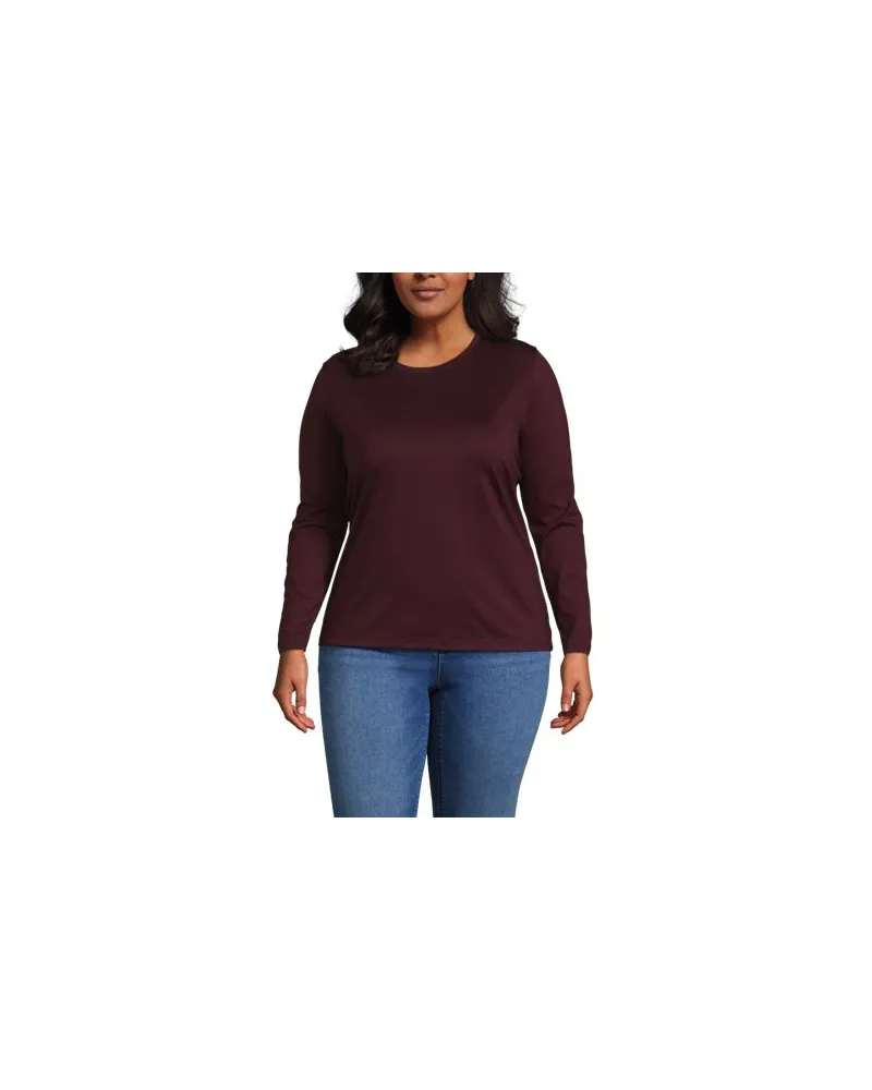 Lands' End Supima-Shirt, Langarm, Damen, Größe plus, Rot, Baumwolle, by Rot