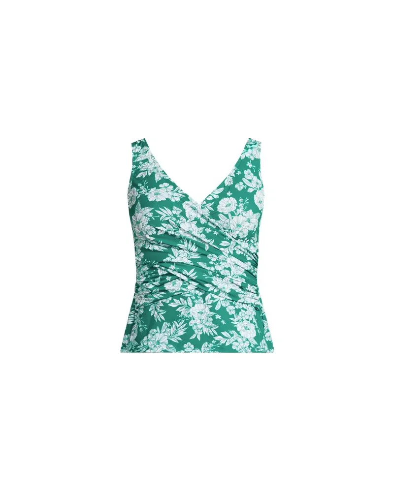Lands' End Tankini-Top mit Wickelfront Slender, Damen, Größe plus, Grün, Elasthan/Nylon-Mischung, by Grün