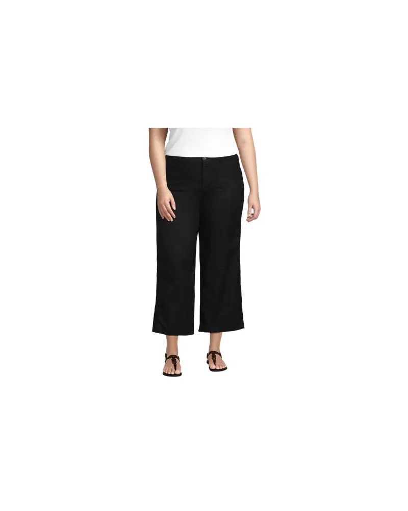 Lands' End 7/8-Hose aus Leinen, Damen, Größe plus, Schwarz, by Schwarz