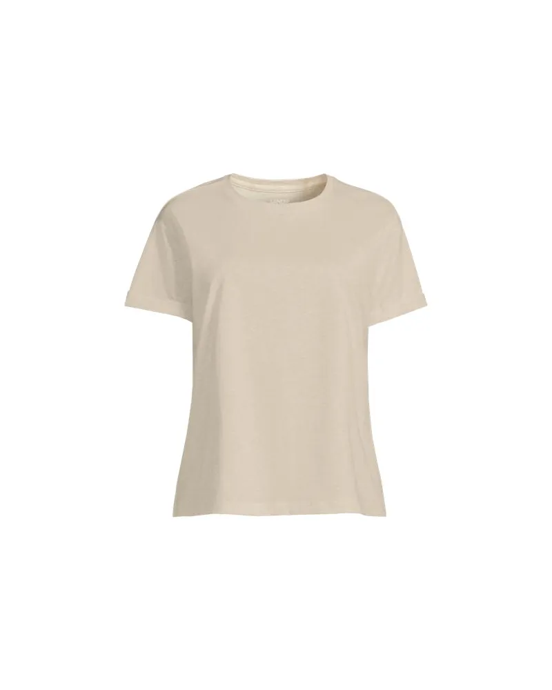 Lands' End Supima® Shirt mit kurzen Rollärmeln, Damen, Größe plus, Weiß, Baumwolle, by Weiß