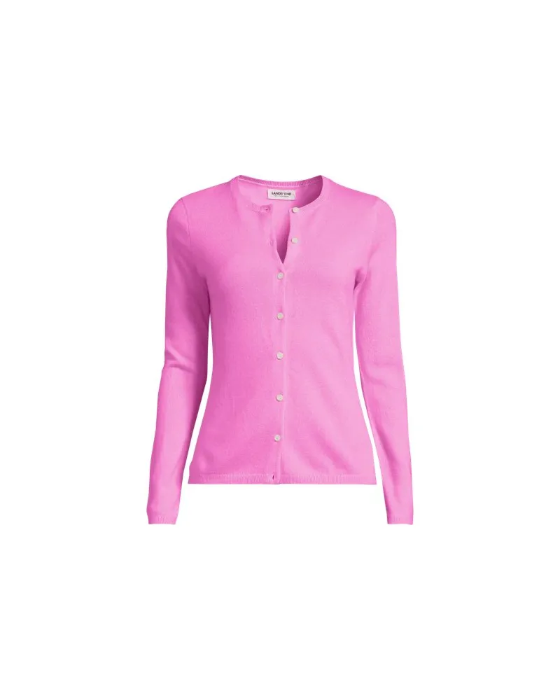 Lands' End Kaschmir-Cardigan mit rundem Ausschnitt, Damen, Größe plus, Pink, Kaschmir, by Pink