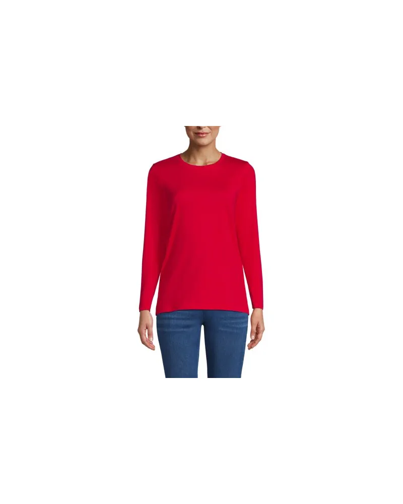 Lands' End Supima-Shirt, Langarm, Damen, Größe:40-42 regular, Rot, Baumwolle, by Rot