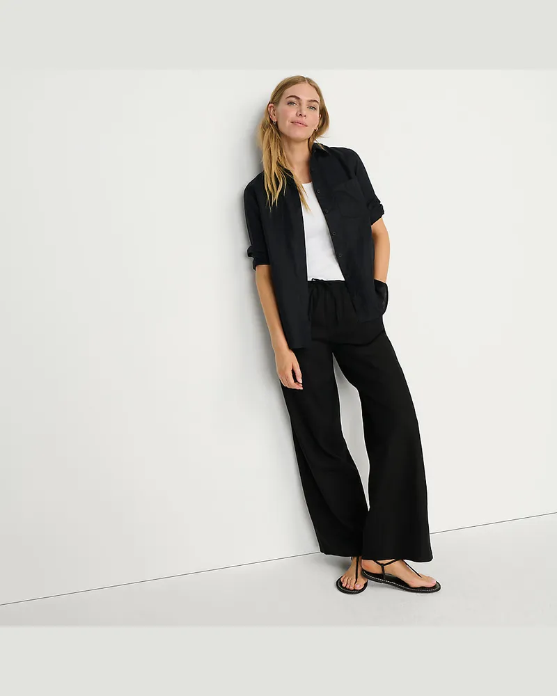 Lands' End Weite Schlupfhose aus Leinenmix, Damen, GrÃ¶ÃŸe regular, Schwarz, Leinen/Viskose, by Schwarz
