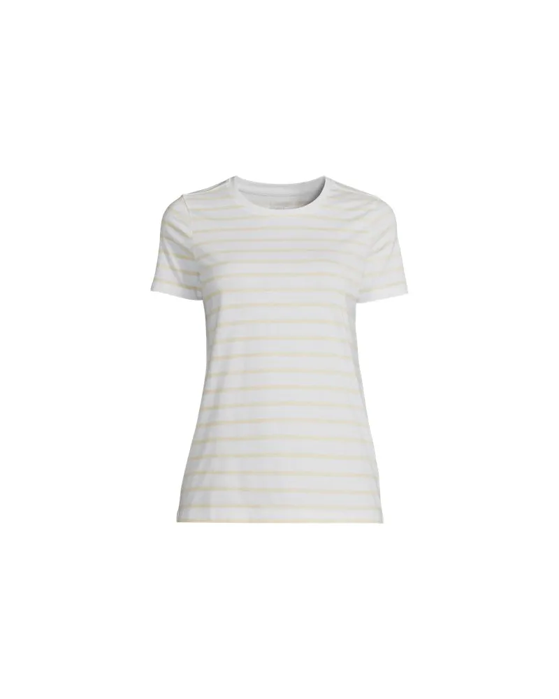 Lands' End Supima Kurzarm-Shirt mit rundem Ausschnitt, Damen, Größe regular, Beige, Baumwolle, by Beige