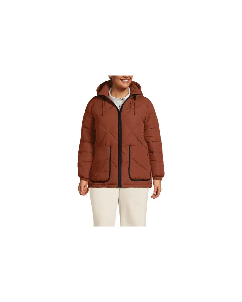 Lands' End Isolierte Kapuzen-Steppjacke, Damen, Größe plus, Braun, Polyester, by Braun