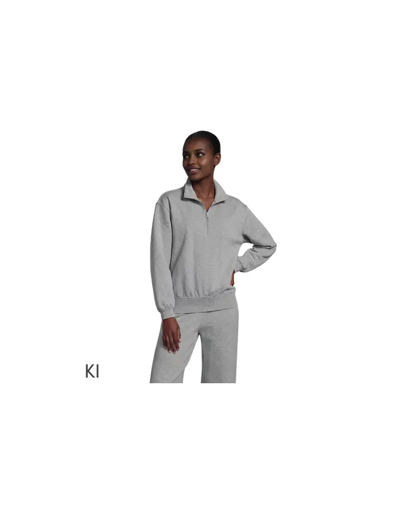 Lands' End Serious Sweats Pullover mit Reißverschluss, Damen, Größe regular, Grau, Baumwoll-Mischung/Polyester-Mischung, by Grau