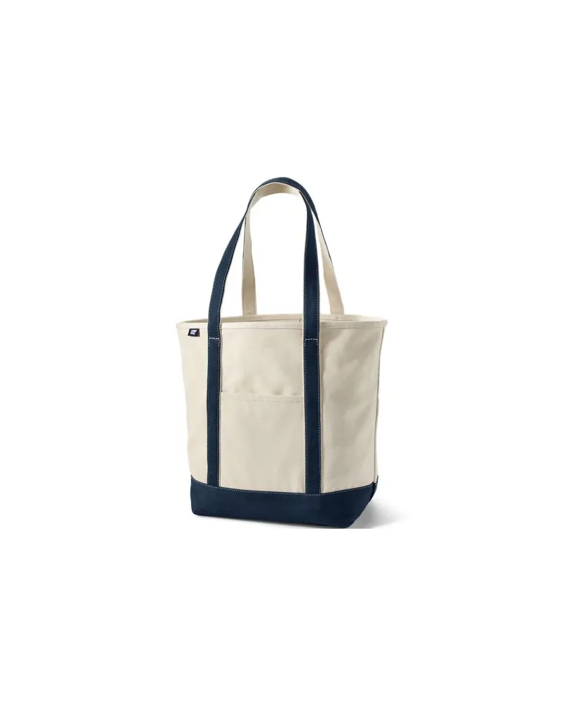 Lands' End Große offene Canvas-Tasche, Damen, Größe:null plus, Weiß, Baumwolle, by Weiß